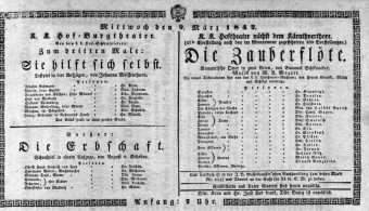 Theaterzettel (Oper und Burgtheater in Wien) 18420309 Seite: 1