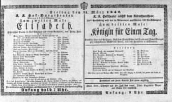Theaterzettel (Oper und Burgtheater in Wien) 18420311 Seite: 1