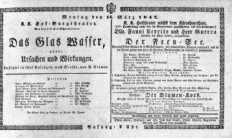 Theaterzettel (Oper und Burgtheater in Wien) 18420314 Seite: 1