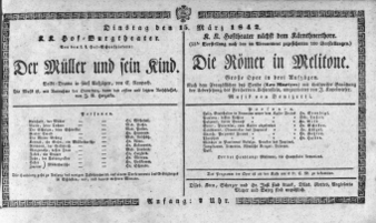Theaterzettel (Oper und Burgtheater in Wien) 18420315 Seite: 1