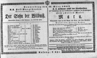 Theaterzettel (Oper und Burgtheater in Wien) 18420317 Seite: 1