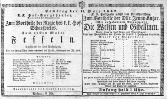 Theaterzettel (Oper und Burgtheater in Wien) 18420319 Seite: 1