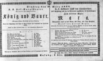 Theaterzettel (Oper und Burgtheater in Wien) 18420329 Seite: 1