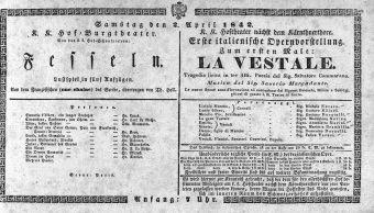 Theaterzettel (Oper und Burgtheater in Wien) 18420402 Seite: 1