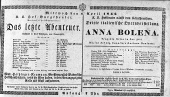 Theaterzettel (Oper und Burgtheater in Wien) 18420406 Seite: 1