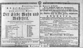 Theaterzettel (Oper und Burgtheater in Wien) 18420410 Seite: 1