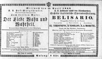 Theaterzettel (Oper und Burgtheater in Wien) 18420413 Seite: 1