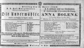 Theaterzettel (Oper und Burgtheater in Wien) 18420415 Seite: 1