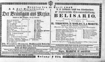 Theaterzettel (Oper und Burgtheater in Wien) 18420417 Seite: 1