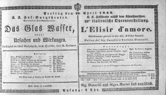 Theaterzettel (Oper und Burgtheater in Wien) 18420429 Seite: 1