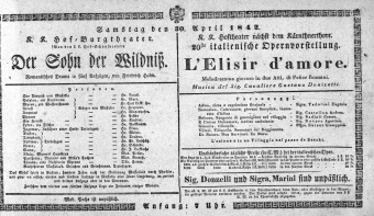 Theaterzettel (Oper und Burgtheater in Wien) 18420430 Seite: 1