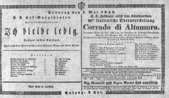 Theaterzettel (Oper und Burgtheater in Wien) 18420501 Seite: 1