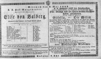 Theaterzettel (Oper und Burgtheater in Wien) 18420504 Seite: 1