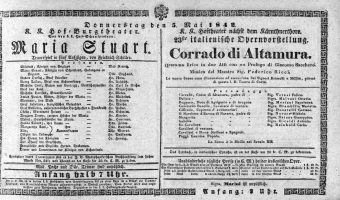 Theaterzettel (Oper und Burgtheater in Wien) 18420505 Seite: 1