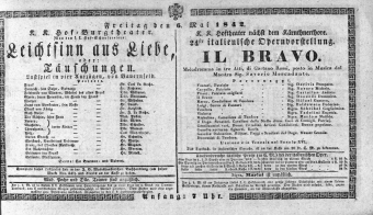 Theaterzettel (Oper und Burgtheater in Wien) 18420506 Seite: 1