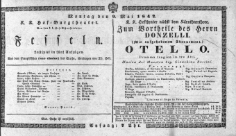 Theaterzettel (Oper und Burgtheater in Wien) 18420509 Seite: 1