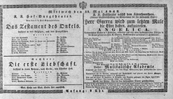 Theaterzettel (Oper und Burgtheater in Wien) 18420511 Seite: 1