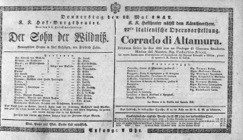 Theaterzettel (Oper und Burgtheater in Wien) 18420512 Seite: 1