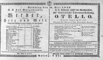 Theaterzettel (Oper und Burgtheater in Wien) 18420514 Seite: 1