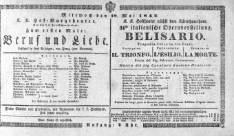 Theaterzettel (Oper und Burgtheater in Wien) 18420518 Seite: 1