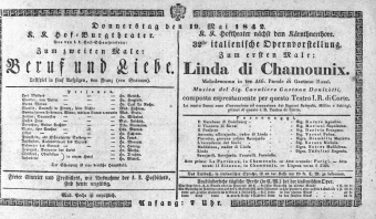 Theaterzettel (Oper und Burgtheater in Wien) 18420519 Seite: 1