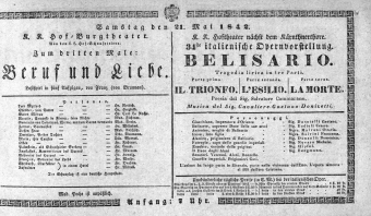 Theaterzettel (Oper und Burgtheater in Wien) 18420521 Seite: 1