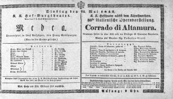 Theaterzettel (Oper und Burgtheater in Wien) 18420524 Seite: 1