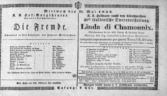 Theaterzettel (Oper und Burgtheater in Wien) 18420525 Seite: 1