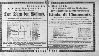 Theaterzettel (Oper und Burgtheater in Wien) 18420529 Seite: 1