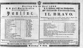 Theaterzettel (Oper und Burgtheater in Wien) 18420610 Seite: 1