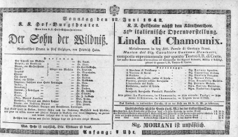 Theaterzettel (Oper und Burgtheater in Wien) 18420612 Seite: 1