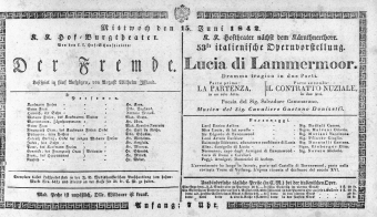 Theaterzettel (Oper und Burgtheater in Wien) 18420615 Seite: 1