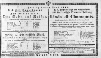 Theaterzettel (Oper und Burgtheater in Wien) 18420617 Seite: 1
