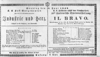 Theaterzettel (Oper und Burgtheater in Wien) 18420619 Seite: 1