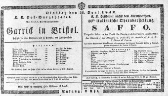 Theaterzettel (Oper und Burgtheater in Wien) 18420621 Seite: 1