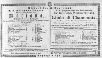 Theaterzettel (Oper und Burgtheater in Wien) 18420622 Seite: 1