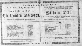 Theaterzettel (Oper und Burgtheater in Wien) 18420801 Seite: 1