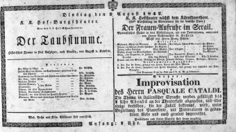Theaterzettel (Oper und Burgtheater in Wien) 18420802 Seite: 1