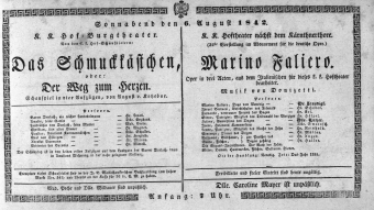 Theaterzettel (Oper und Burgtheater in Wien) 18420806 Seite: 1