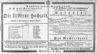 Theaterzettel (Oper und Burgtheater in Wien) 18420813 Seite: 1
