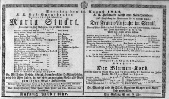 Theaterzettel (Oper und Burgtheater in Wien) 18420814 Seite: 1