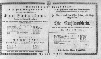 Theaterzettel (Oper und Burgtheater in Wien) 18420817 Seite: 1