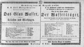 Theaterzettel (Oper und Burgtheater in Wien) 18420820 Seite: 1