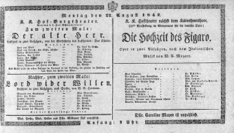 Theaterzettel (Oper und Burgtheater in Wien) 18420822 Seite: 1