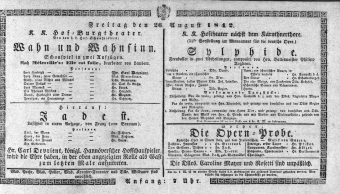 Theaterzettel (Oper und Burgtheater in Wien) 18420826 Seite: 1