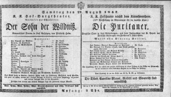 Theaterzettel (Oper und Burgtheater in Wien) 18420827 Seite: 1