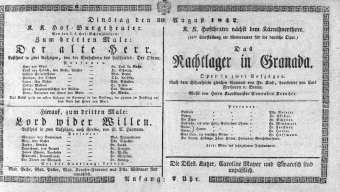 Theaterzettel (Oper und Burgtheater in Wien) 18420830 Seite: 1