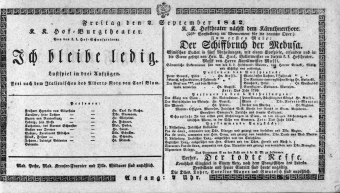 Theaterzettel (Oper und Burgtheater in Wien) 18420902 Seite: 1