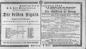 Theaterzettel (Oper und Burgtheater in Wien) 18420903 Seite: 1