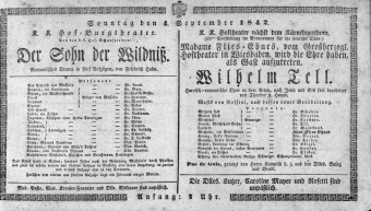Theaterzettel (Oper und Burgtheater in Wien) 18420904 Seite: 1